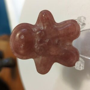 Strawberry Quartz Carved Gingerbread Man